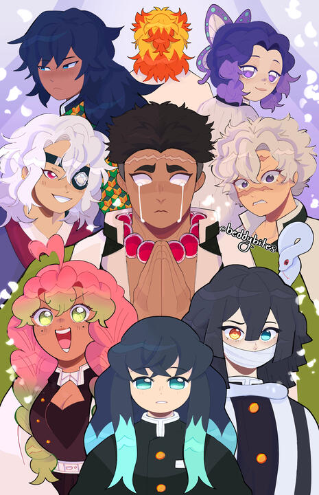 KNY Hashira Poster |11 x 17 in (2023) Fanart of the Hashira from the series Demon Slayer distributed and sold as a poster Clip Studio Paint &amp; Photoshop