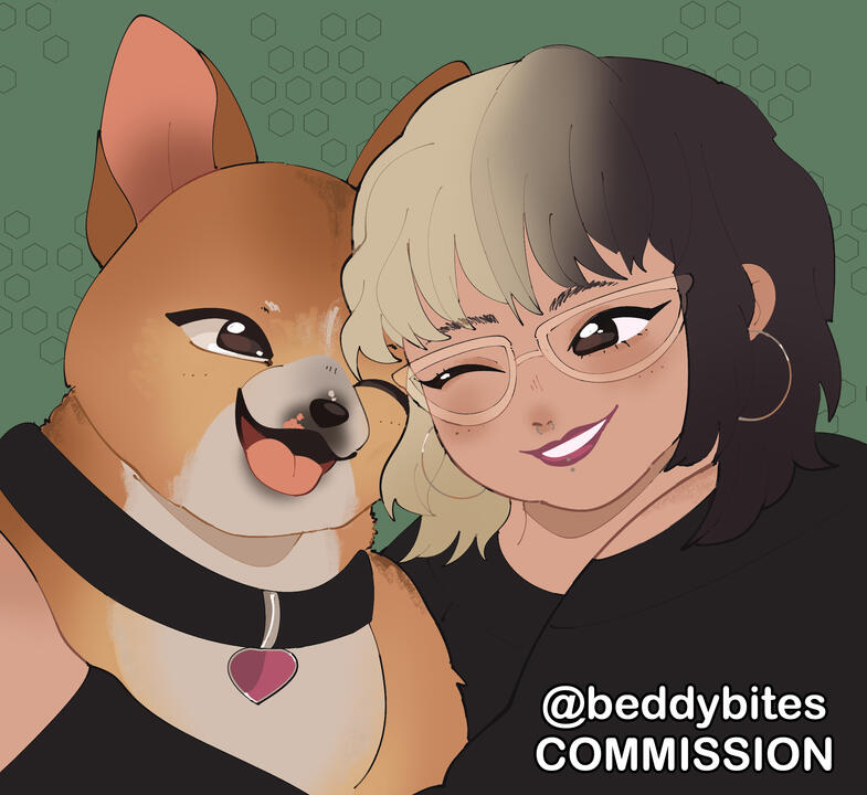Pet Portrait | 6 x 6 in (2025) I was commissioned to draw the client and her dog! Clip Studio Paint