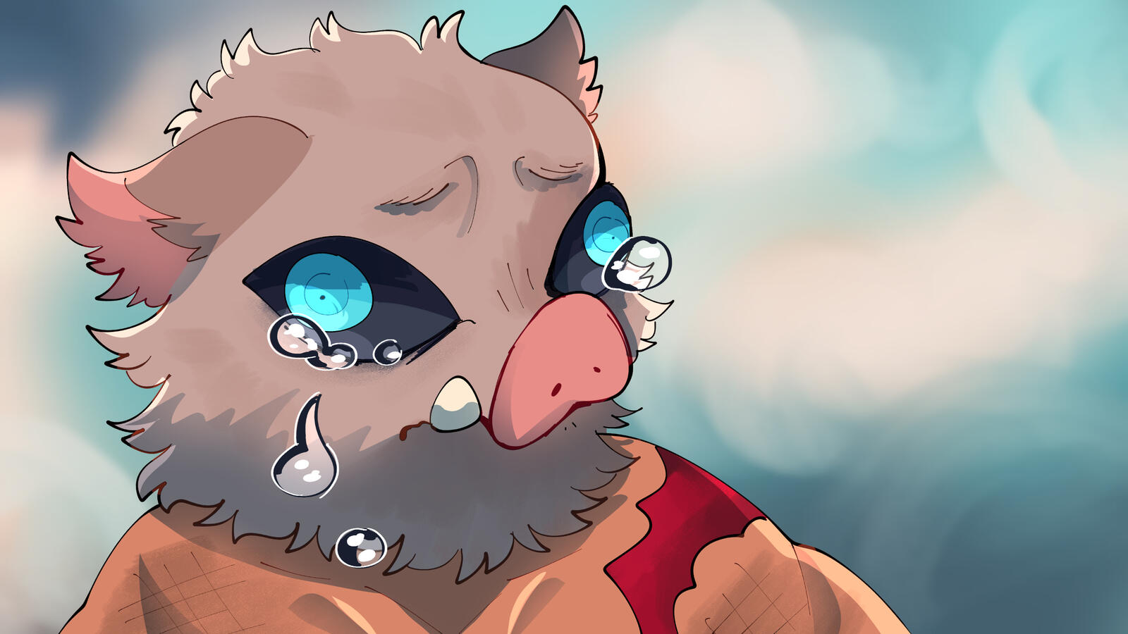 Grieving Boar Man | 10 x 6 in (2025) This is a still from one of my animated fan projects starring the cast from Demon Slayer Clip Studio Paint